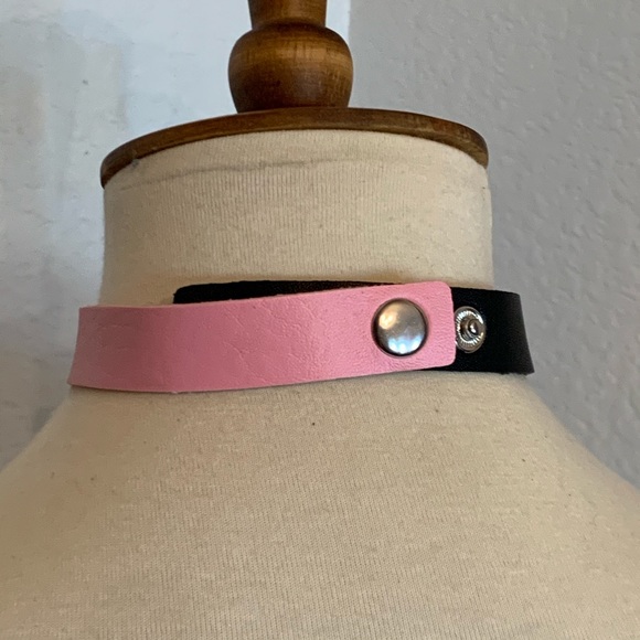 BOGO! Black & Pink Heart Choker Vegan Leather - Picture 5 of 7
